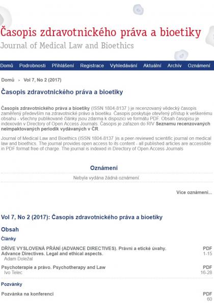 Časopis zdravotnického práva a bioetiky